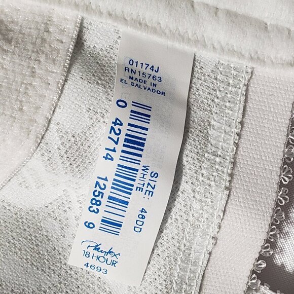 NWOT Playtex 18 Hour White Full Coverage Wireless Bra 46DD Floral … - Picture 3 of 6